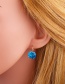 Fashion Blue Round Geometric Zircon Earrings