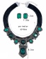 Fashion Black Woven Twist Alloy Pierced Diamond Necklace Earrings Set