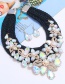 Fashion White Pearl-studded Woven Flower Necklace Earrings Set