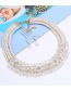 Fashion Gray Woven Twist Crystal Flower Necklace Earrings Set