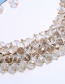 Fashion Gray Woven Twist Crystal Flower Necklace Earrings Set