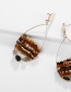 Fashion Brown Natural Stone Beads: Rice Beads: Hollow Drop Earrings