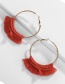 Fashion Wine Red Twisted Fan-shaped Knotted Tassel Earrings