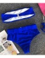 Fashion Dark Blue Metal Buckle Belt High Waist Bikini