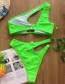Fashion Fluorescent Green Irregular Shoulder Bikini