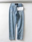 Fashion Blue Waist-washed Jeans Straight Pants