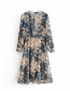 Fashion Gray-blue Flower Print Dress
