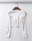 Fashion White Front Drawstring Strap V-neck T-shirt