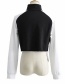 Fashion Black + White Splicing Zipper Pullover Sweater