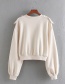 Fashion Beige Embroidered Laminated Ruffled Plus Velvet Sweater
