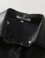 Fashion Black Profile Pocket Lapels With Buckled Straps Leather Jacket