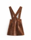 Fashion Coffee Color Strap Faux Leather Skirt