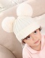 Fashion Beige Threaded Double-hair Ball Knitted Baby Hat