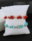Fashion Red Beaded Stone Anklet Single Layer