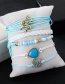 Fashion Blue Woven Cactus Line Rope Beads Sapphire Bracelet 5 Piece Set