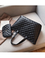 Fashion Small Black Embroidery Line Rhombic Shoulder Bag Shoulder Bag