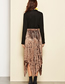 Fashion Brown Pleated Elastic Skirt