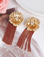 Fashion Red Alloy Flower Fringed Stud Earrings
