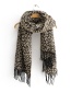 Fashion Gray Leopard Jacquard Imitation Cashmere Tassel Scarf Shawl