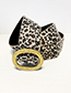 Fashion Leopard Alloy Pu Suede Oval Belt