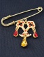 Fashion Gold Geometric Lock Key Pin Chain Brooch