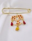 Fashion Gold Geometric Lock Key Pin Chain Brooch