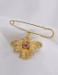 Fashion Gold Bee Pearl Color Diamond Brooch
