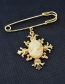 Fashion Gold Beauty Head Relief Face Brooch