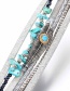 Fashion Silver Artificial Leather Feather Turquoise Magnetic Buckle Leather Bracelet