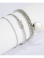 Fashion Silver Round Beaded Round Knotted Bracelet Set Of 3
