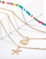Fashion Gold Rice Beads Shell Starfish Necklace 2 Piece Set