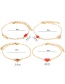 Fashion Gold Love Diamond-studded U-shaped Mouth Bracelet 4 Piece Set