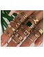 Fashion Gold Alloy Geometric Letter Star Ring 13 Piece Set