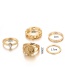 Fashion Gold Diamond Knotted Badge Character Image Ring Set Of 5