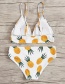 Fashion White Fruit Print Split Swimsuit