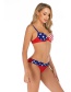 Fashion Color American Flag Hard Pack Split Swimsuit