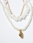 Fashion Gold Original Stone Multi-layer Pearl Conch Geometric Necklace