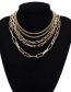 Fashion Gold Geometric Multi-layer Chain Necklace