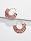 Fashion Red Hollow Alloy U-shaped Silk Woven Basket Earrings