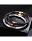Fashion Black Stainless Steel Cowhide Striped Alloy Magnetic Buckle Letter Love Bracelet