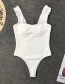 Fashion White Wooden Ear Straps One-piece Swimsuit