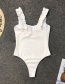 Fashion White Wooden Ear Straps One-piece Swimsuit