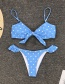 Fashion Blue Dot Knotted Split Swimsuit