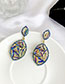 Fashion Blue Alloy Studded Oval Stud Earrings