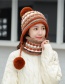 Fashion Brick Red Hair Ball Knitted Wool Cap