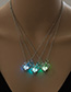 Fashion Sky Blue Two Cats Family Luminous Necklace