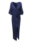 Fashion Caramel Colour Pleated Lace-up Split V-neck One-shoulder Wrapped Chest Dress