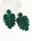 Fashion Green Non-woven Diamond-studded Rice Beads Leaves Earrings