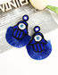 Fashion Black Non-woven Rice Beads Palm Eye Cotton Tassel Earrings