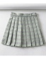 Fashion Green Plaid Printed Pleated Skirt With Belt